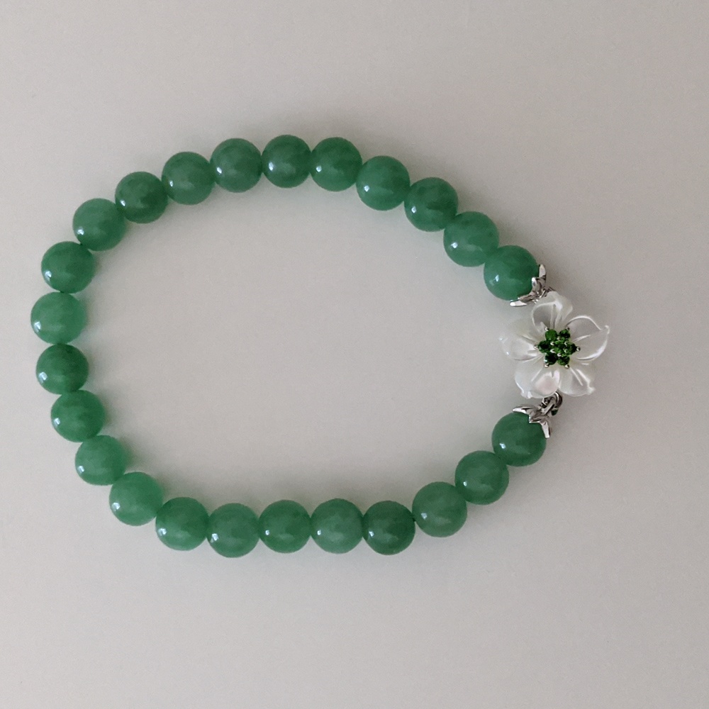 D'joy Sterling Silver and Jade Bracelet